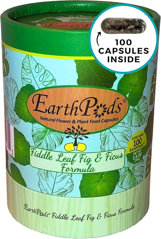 EarthPods® Fiddle Leaf Fig Fertilizer Spikes – 100 Organic Plant Food Capsules for Ficus, Monstera, Rubber Tree, Dracaena, Pothos, Calathea - Made in USA