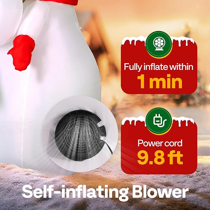 VIVOHOME 6FT Christmas Inflatable Outdoor Decoration, Snowman Family Hug, Navidad Blow Up Yard Decor with Built-in LED Light for Lawn, Garden, Party