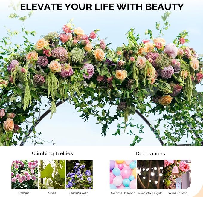 VINGLI Garden Arbor Arch, Wedding Arch Archway for Ceremony Party, Trellis for Plant Climbing, Christmas Decorations Pergola for Backyard, Lawn, Patio, Yard (Arbor with Planter Box)