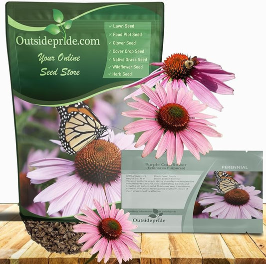 Outsidepride Purple Echinacea Coneflower Seeds - 5 lbs Perennial, Deer-Proof & Drought Tolerant Flower Seeds with Daisy-Like Blooms for Pollinator-Friendly Gardens, Borders, & Meadows
