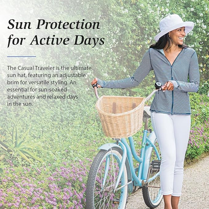 Wallaroo Hat Company Women’s Casual Traveler Sun Hat - UPF 50+ Sun Protection, Wide Brim, Packable, Adjustable, Medium