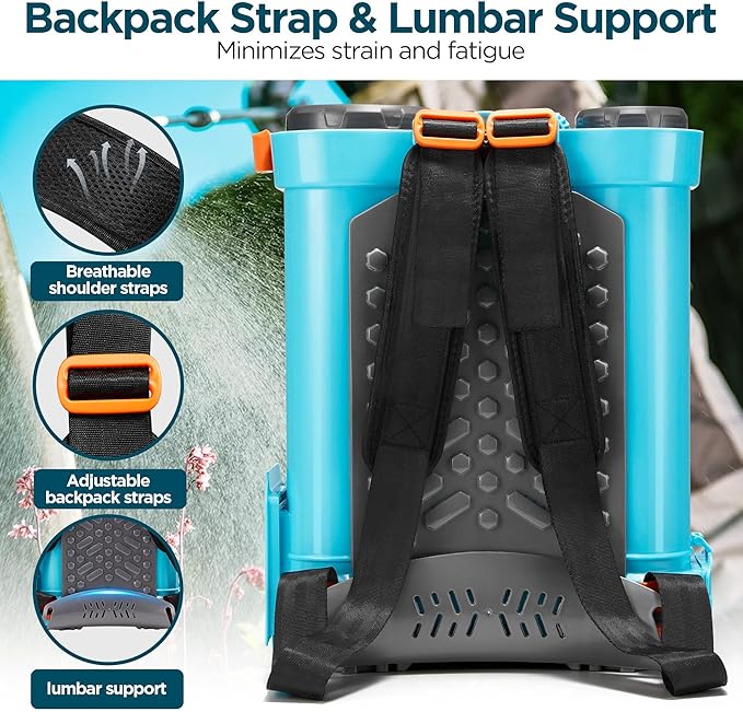 Backpack Sprayer 4 Gallon with Mixer, 100 PSI Powerful Pressure Pump Battery Powered Weed Insecticide Sprayer, Spray of 4 Hours, Telescopic Wand, 5 Nozzles, Ergonomic Backpack, for Lawn Garden, Farm