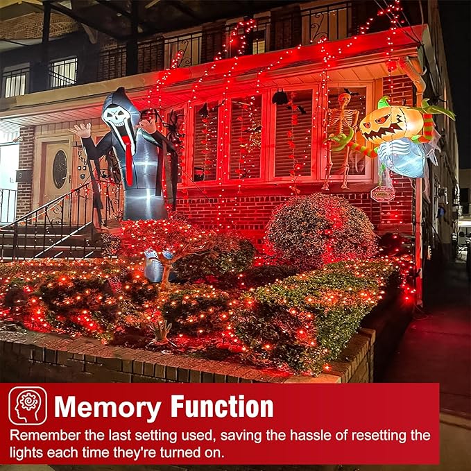 2 Pack Christmas Lights Outdoor, Total 200FT 600LED Christmas String Lights with 8 Modes Waterproof, Green Wire Twinkle Tree Lights for Indoor Room Patio Yard Xmas Party Decorations, Red