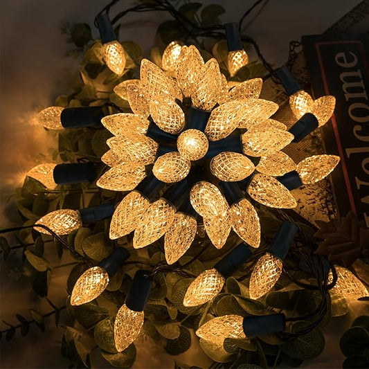 AWQ 100LED 33 FT C6 Christmas String Lights Plug in Fairy Twinkle String Lights 8 Modes Timer Function Waterproof Extendable for Indoor Outdoor Wedding Party Christmas Decoration (100, Warm White)