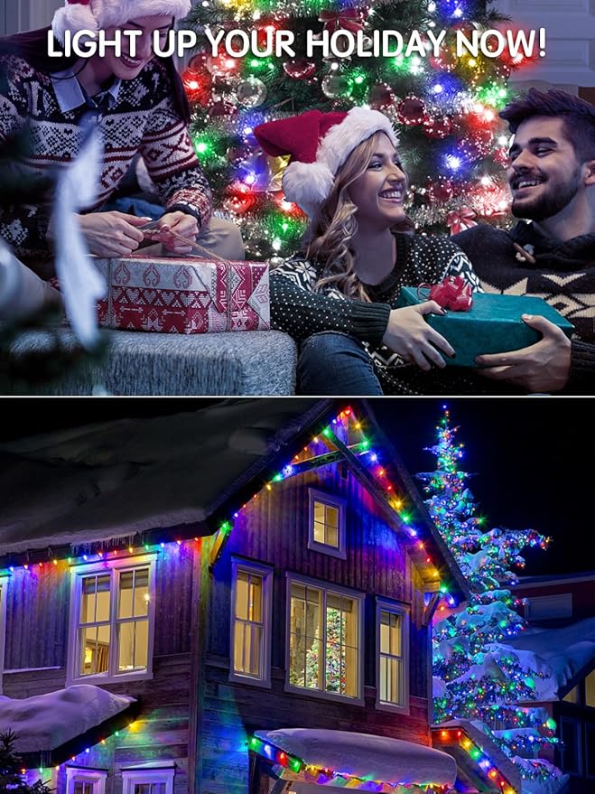 300 LED Christmas Lights Outdoor, 115FT Multicolor Christmas Tree Lights with Remote Control, 8 Modes Fairy Light Plug in Outside IP65 Waterproof for Xmas Tree Patio Bedroom Holiday Party Wedding