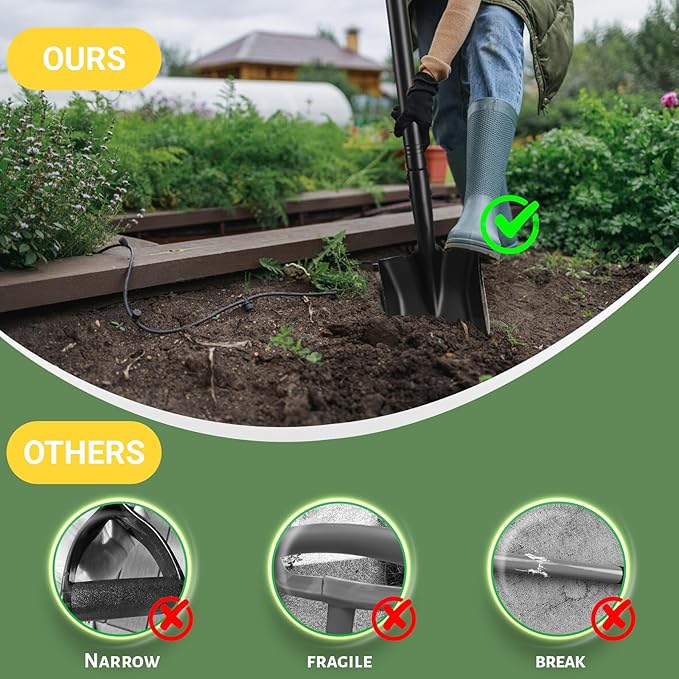 Shovel, Garden Shovels for Digging, Small Spade Square Trench Shovel with 43.3" Metal Handle,Mini Transfer Small Flat Shovels for Gardening,Planting,Digging,Landscaping,Camping,Kids Sand Beach Shovels