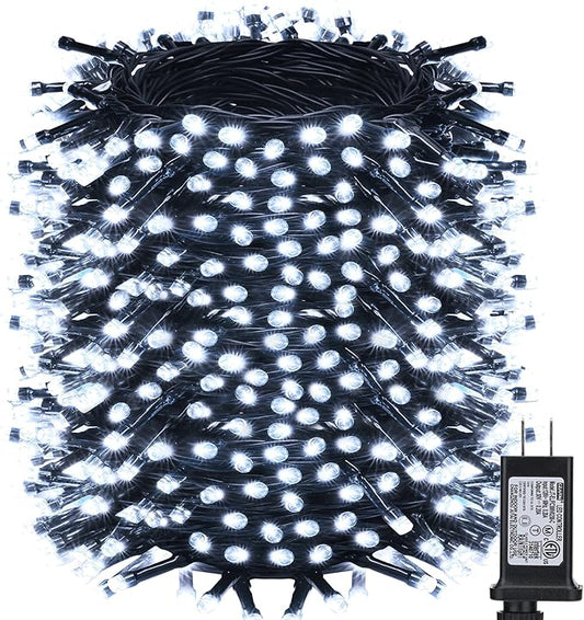 Toodour Christmas Lights Outdoor, 213ft 600 LED String Lights, Timer, Waterproof 8 Modes Outdoor Christmas String Light - Twinkle Light for Tree Home Garden Yard Wedding Party Xmas Decor(White)