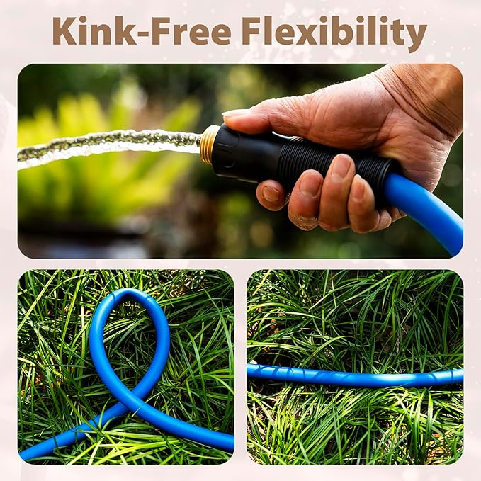 5/8" Female to Female Hot/Cold Water Leader Hose 10ft, -50℉ to 190℉ Flexible,Burst 600 Psi 3/4" Brass Fittings with Swivel Grip Handle for Outdoor,Yard, Farm, Blue