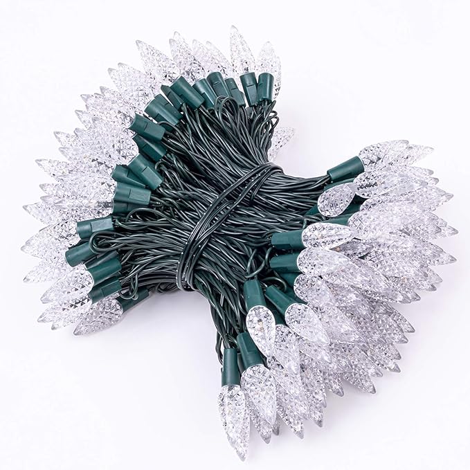 AWQ 200LED 66 FT C6 Christmas String Lights Plug in Fairy Twinkle String Lights 8 Modes Timer Function Waterproof Extendable for Indoor Outdoor Wedding Party Christmas Decoration (200, Warm White)