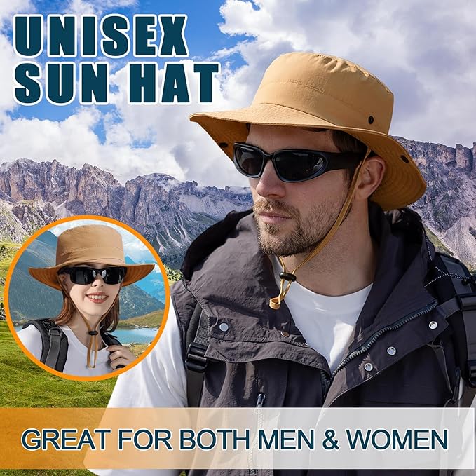 Sun Hats for Men Women Fishing Hat UPF 50+ Quick Dry Foldable Bucket Hat Adjustable Safari Hat for Beach Hiking