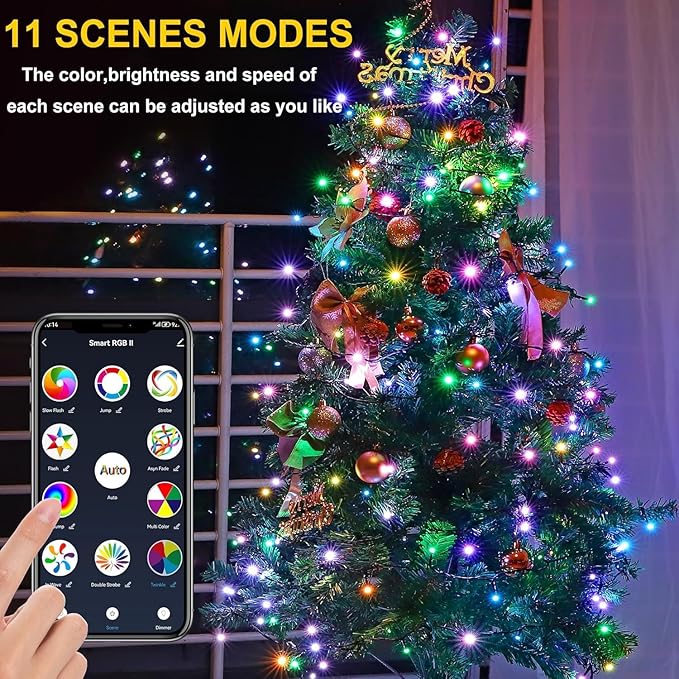 Smart WiFi LED Christmas Lights, APP-Controlled RGB Fairy String Lights, Ideal for Xmas Tree, Garden, Home, Party, Halloween Festival Deco (66ft-200LED)