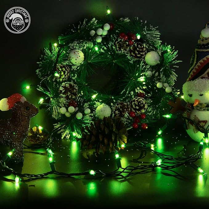 13FT 50-Count Green Halloween Lights, Incandescent Mini String Lights with Green Wire, Connectable St Patrick's Day Decorations Lights Waterproof for Indoor Outdoor Tree Garland Xmas Holiday