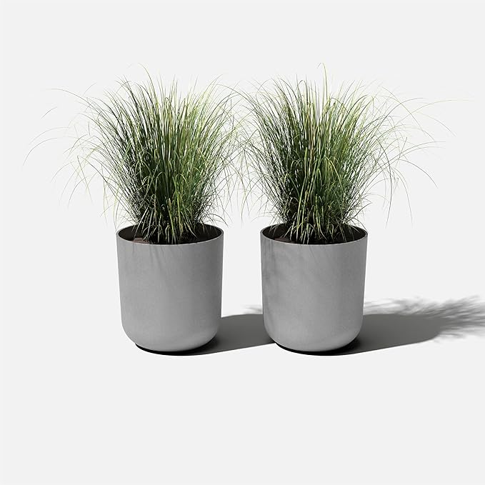 Veradek Mason Series Lima Planter - Round Planter for Indoor or Outdoor Porch/Garden | Made from Plastic-Stone Composite with Drainage Holes | Modern Décor for Succulents, Flowers, Small Plants