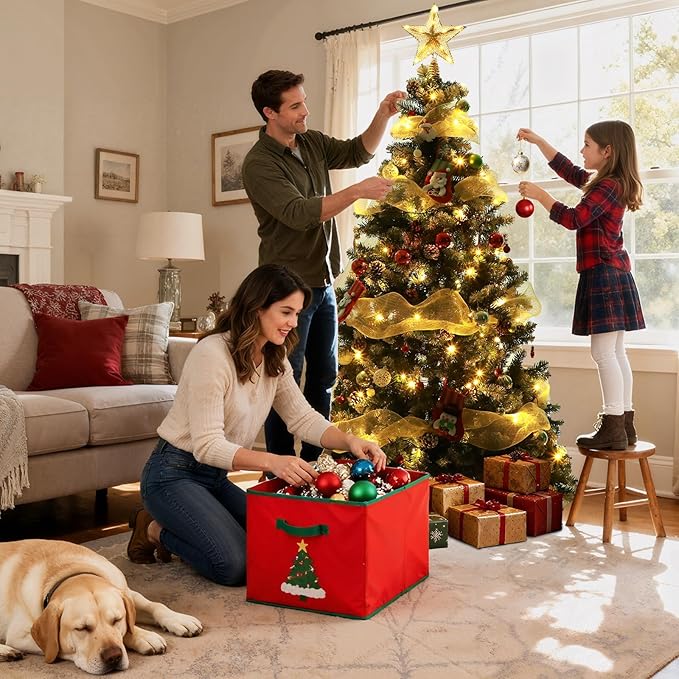 Beyond Prelit 7FT Artificial Christmas Tree with 250 LED Warm White Lights, Hinged Green Christmas Tree with 1100 Branch Tips and Pinecone, Xmas Tree with Metal Stand for Home, Party Decoration, Green