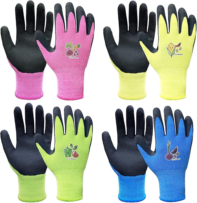 Evridwear Kids Gardening Gloves for Boys Girls Outdoor Yard Work,Planting (3-12 years)