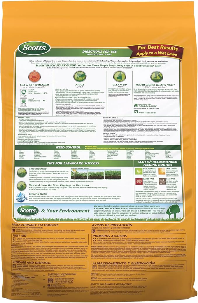 Scotts Turf Builder WinterGuard Fall Weed & Feed3, Weed Killer Plus Fall Fertilizer, 5,000 sq. ft., 14.29 lbs.