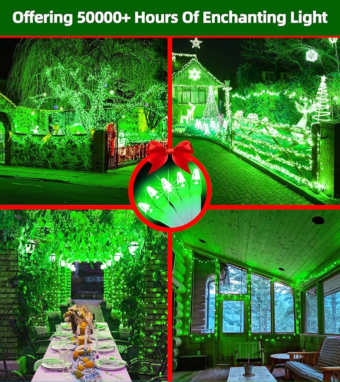 750 LED Chrstmas Lights, 240ft Outdoor Christmas String Lights with 12 Modes, Green LED String Lights with Timer Dimmable Waterproof for Tree Fence Garden Xmas Wedding Party Decor Green