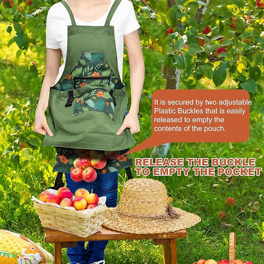 Gardening Apron with Quick Release Pockets for Women and Men, Water Resistant Picking Pouch