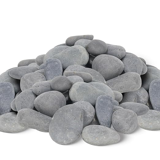 45 LB Mexican Beach Pebbles, 2-3 Inch Natural River Rocks, Premium Pebbles for Garden and Landscape Design, Decorative Stones for Fish Tank Flower Pots Water Fountains Pathways Backyard, Grey