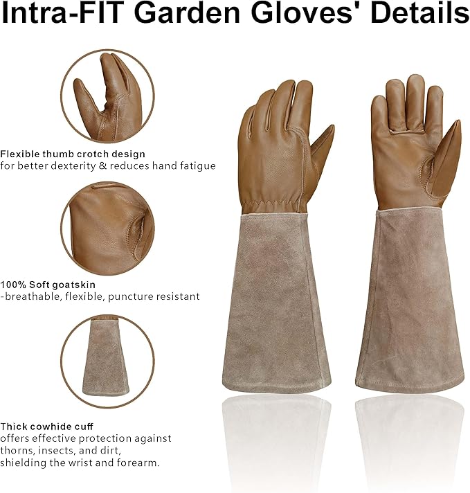 Rose Pruning Gloves Thorn Resistant, Embroidery Gardening Gloves with Extra Long Forearm Protection