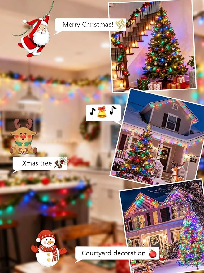 Voice Controlled Christmas Lights with Remote, 132 FT 400 LED String Lights Indoor Outdoor with 12 Modes 3 Timers, Dimmable Twinkle Light Plug in Waterproof for Xmas Tree Party Decor, Multicolor