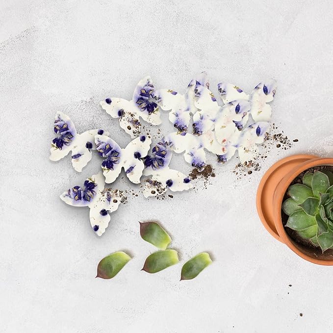 Butterfly Seed Paper – 50pcs Large Purple Plantable Wildflower, Writable & Plantable Gift for Moms, Plant Lover, & Teachers, Ideal for Weddings, Baby Shower, Memorial, & Celebrations