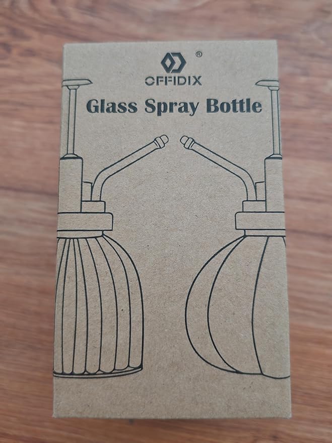 OFFIDIX Plant Mister Flower Watering Can, 6.3" Tall Vintage Pumpkin Style Black Color Glass Spray Bottle & Bronze Plastic Top Pump Ideal for Watering Small Plants Inside Home or Office