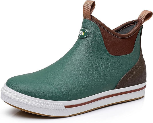 WTW Unisex Rain Boots for Men and Women Waterproof Rubber Fishing Deck Boots Neoprene Boots Slip on Ankle Garden Shoes