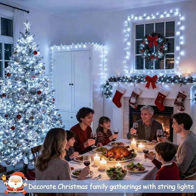 JMEXSUSS 168FT 600 LED White Christmas Lights Outdoor with Remote Indoor Christmas Tree Lights Plug in Cool White Twinkle String Light for Room Holiday Party Xmas Decorations