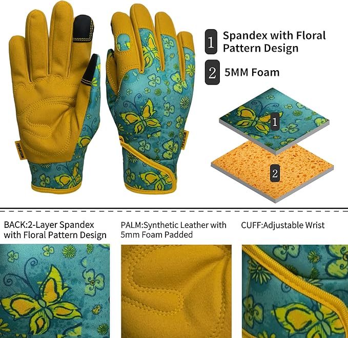 Thorn Proof&Puncture Resistant Gardening Gloves with Grip,Garden Glove for Women, Leather Yard Work Gifts
