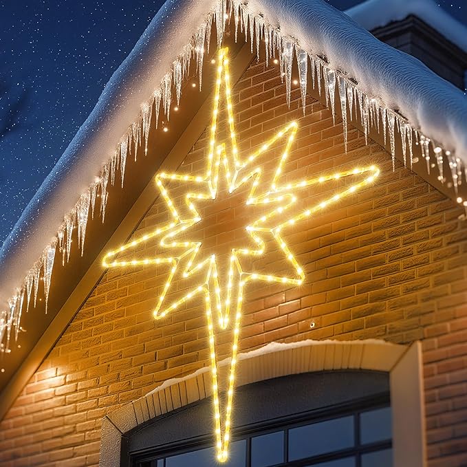 Joomer 45'' Christmas Lights Outdoor Waterproof, Super Bright Bethlehem Star Lights Decoration with Timer for Outdoor Indoor Home Party Wall Hanging Light