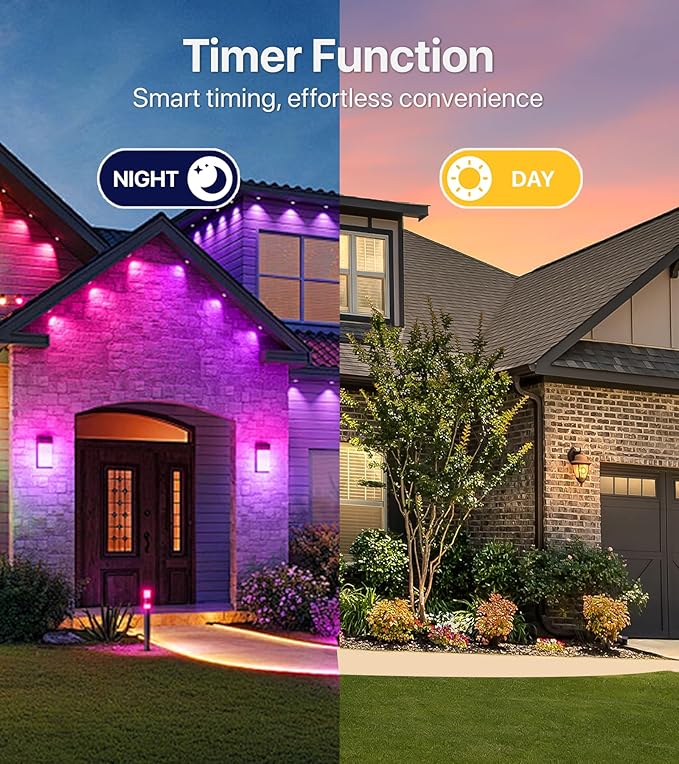 Permanent Outdoor Lights-200FT RGB+IC LED House Eave Light with Smart APP & Remote Control,120 LED Lights,72 Scene Modes, IP65 Waterproof String Lights for Christmas,Yard Decorations