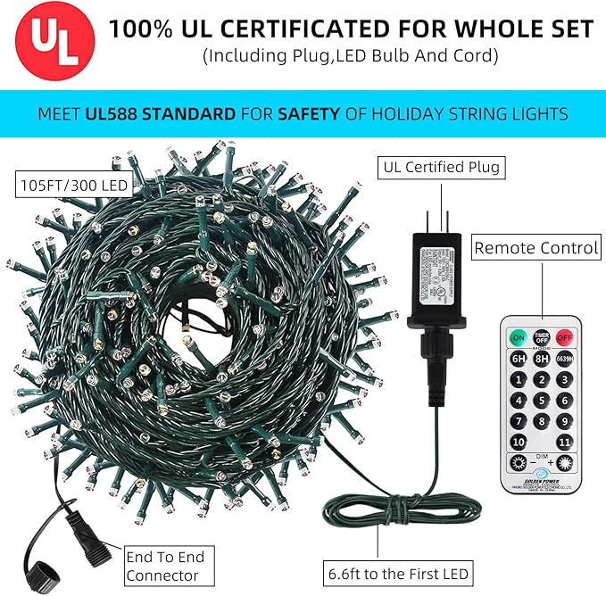 Orange Purple Halloween Lights Outdoor Indoor, 108FT 300 LED 2 Colors in 1 Christmas Lights, Fairy Lights, END to END Connect, Waterproof Halloween Decorations Decor Timer Remote (100% UL)