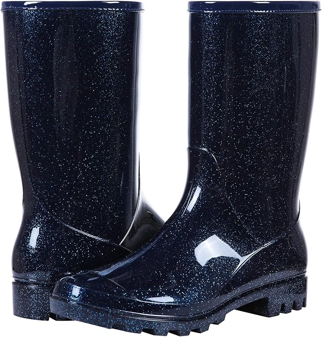 Evshine Women's Mid Calf Rain Boots Waterproof Garden Shoes