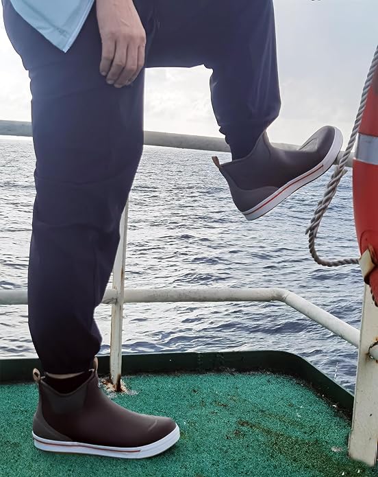 WTW Unisex Rain Boots for Men and Women Waterproof Rubber Fishing Deck Boots Neoprene Boots Slip on Ankle Garden Shoes