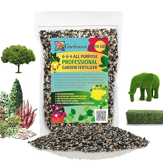 Gardenera 6-6-6 All-Purpose Professional Plant Food Fertilizer | Ideal for Winter Care & Spring Feeding, Perfect Balanced NPK for Indoor and Outdoor Plants [16 OZ]