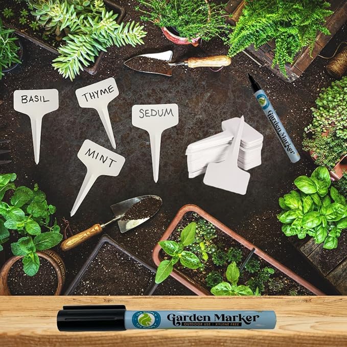 100 Pack Plastic T-Type Plant Labels (NO PENS) Waterproof Garden Marker Plant Markers Outdoor Indoor Herb Garden Labels Plant Tags Nursery Tags