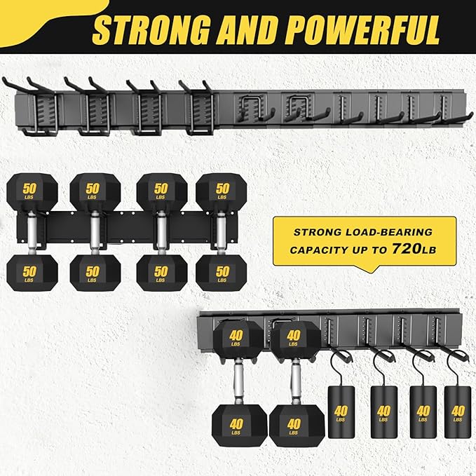 64'' Garage Tool Organizer Wall Mount, 18 PCS Adjustable Garden Tool Hanger Rack, Garage Hooks Heavy Duty, Shovel Holder Wall Mount, Storage Hooks for Hanging in Garage