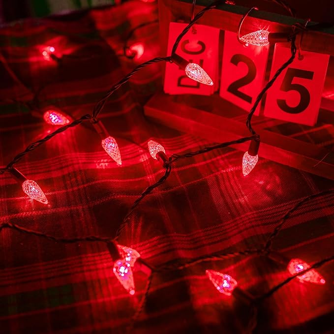 TW SHINE C6 Christmas String Lights, 200 LED 66 FT Christmas Lights Outdoor with 8 Modes Timer, Waterproof Connectable for Indoor Yard Xmas Tree House Christmas Decorations (Red)