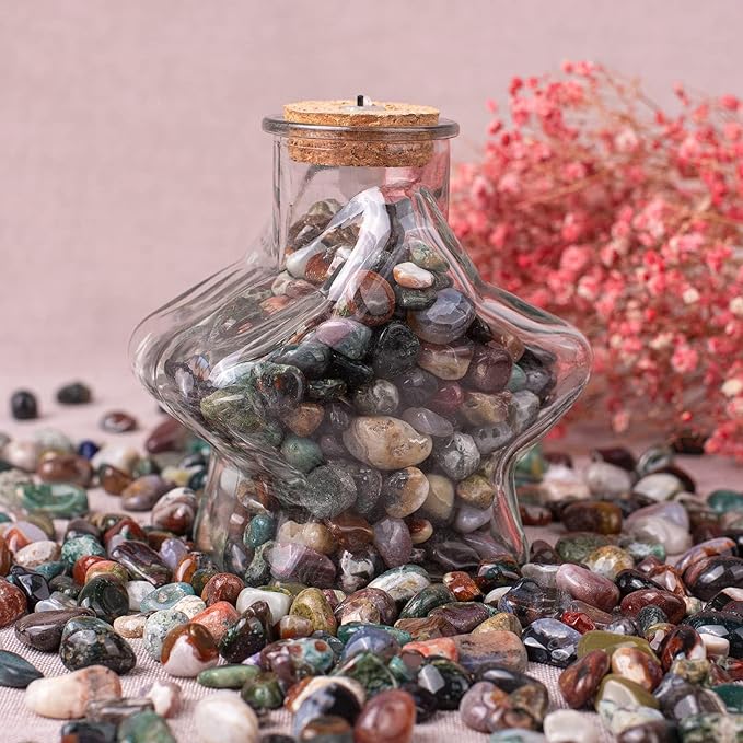 Polished Ocean Jasper Crystal Stone Set - 72 Pcs, 0.5" 10 oz Handpicked Natural Tumbled Gemstones Rocks, Pebbles for Reiki, Chakra, Healing, Home Decor