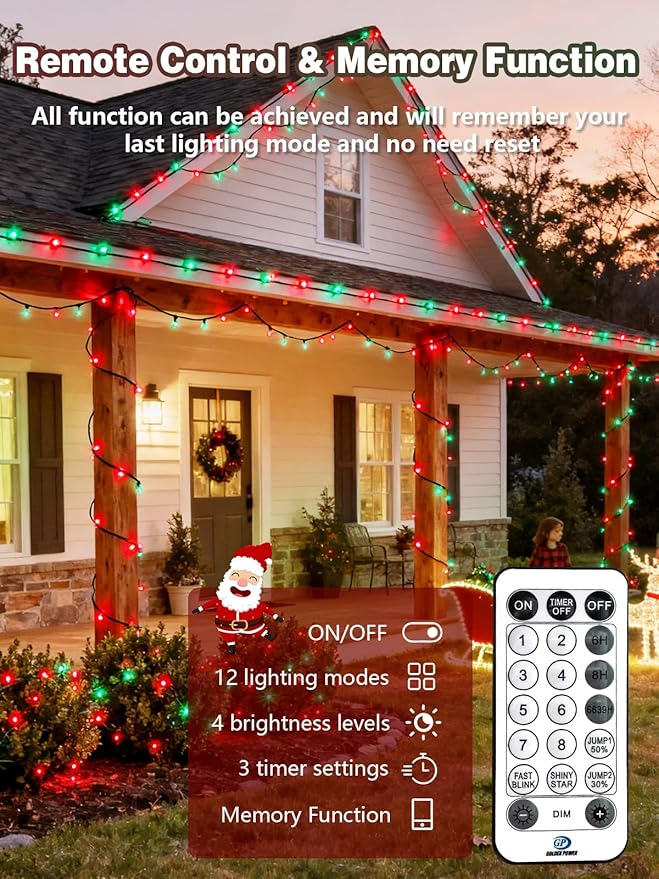 Voice Controlled Christmas Lights with Remote, 99 FT 300 LED String Lights Indoor Outdoor with 12 Modes 3 Timers, Dimmable Twinkle Light Plug in Waterproof for Xmas Tree Party Decor, Red and Green