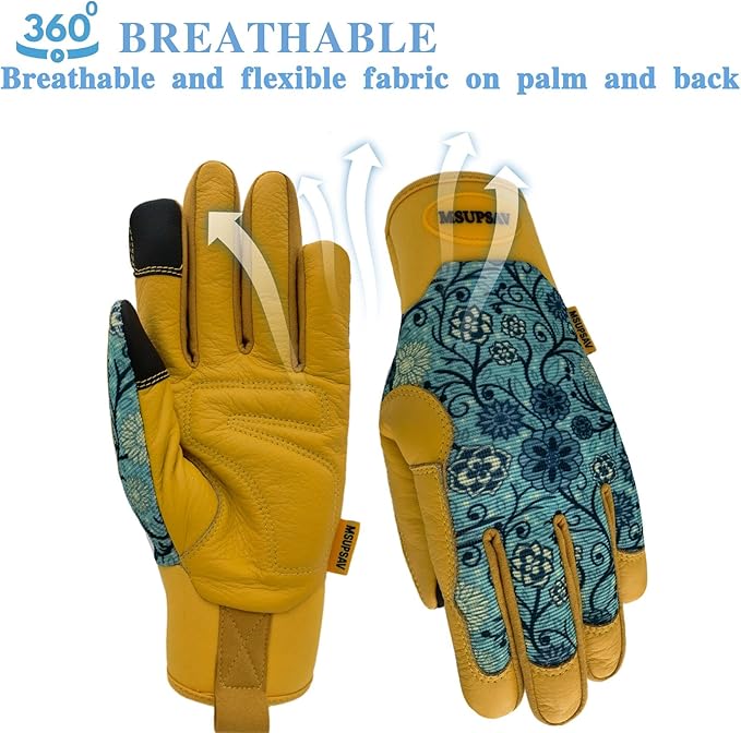 Thorn Proof&Puncture Resistant Gardening Gloves with Grip,Garden Glove for Women, Leather Yard Work Gifts