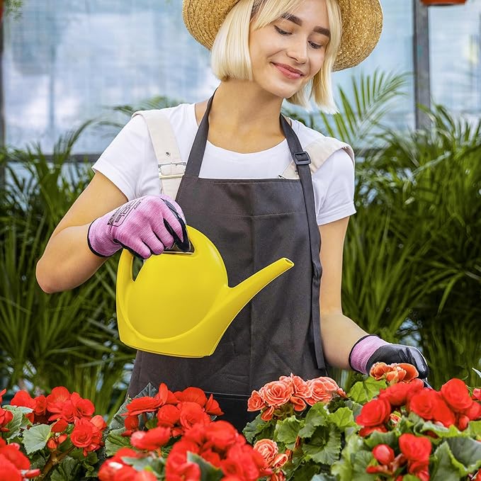 COOLJOB 10 Pairs Nitrile Dipped Rubber Coated Safety Work Gloves with Grip, Non-slip Bulk Gardening Roofing Gloves for Ladies Women, Oil-resistant Gear for Package Handler, Warehouse Worker, Large