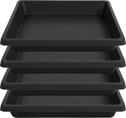 4 Pack Square Plant Saucer 18 Inch, Extra-Deep Large Saucers for Potted Plants, Plastic Plant Trays for Indoors No Holes, Plant Water Catcher Tray, Flower Pot Drip Trays Plant Plate