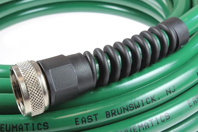 Garden Flexeel 50-foot, 3/8" Slender-Profile Polyurethane Garden Hose with 3/4" Brass Hose Fittings, Green