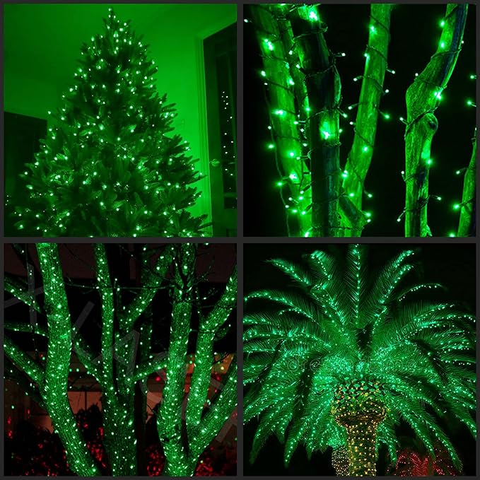 YULETIME 200 Green Christmas Lights, Pack of 2 Strands of 21 ft 100 Count UL Certified Incandescent Mini String Light (Green - Green Wire)