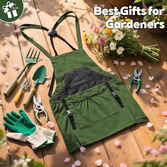 Gardening Apron,Canvas Garden Apron with Pockets for Women and Men,Harvest Apron,Gifts for Gardeners