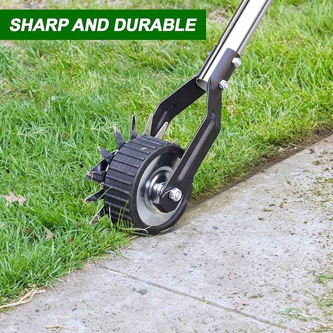 Wheel Rotary Edger Lawn Tool, Sidewalk 66.7Inch Manual Lawn Edger, Grass Edge Trimmer, Adjustable Stainless Steel Handle with Cushion Grip,Soil,Garden and Yard Tool