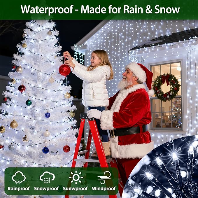 1500 LED 470FT Christmas Lights Outdoor,12 Lighting Modes Christmas String Lights with Timer, Dimmable Cool White LED StringLights Waterproof for Yard Tree Halloween Party Holiday Decor