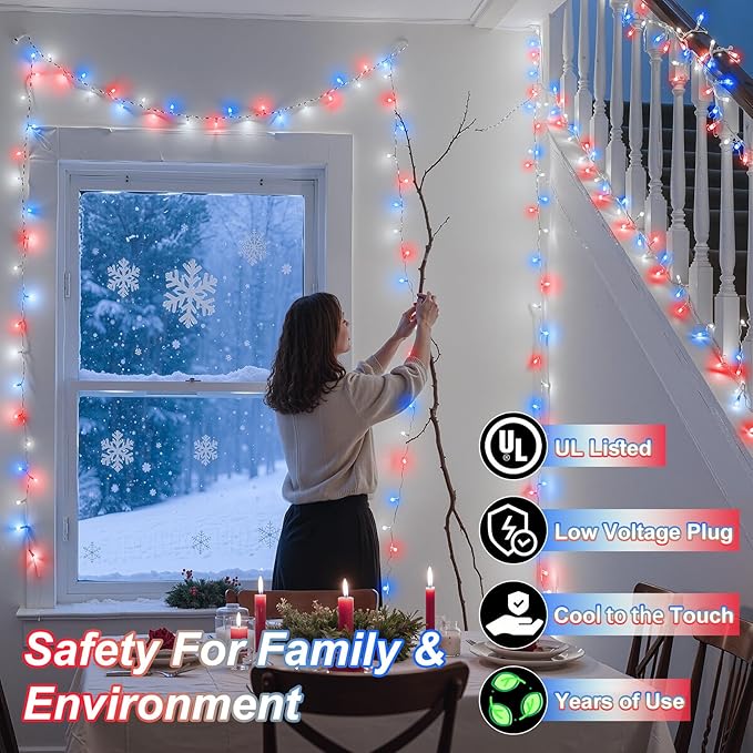 340 LED 90FT Christmas String Lights Outdoor, 12 Pro Modes and Timer Memory & Brightness, Plug in Waterproof Dark Green Wire Twinkle Light for for Xmas Yard Tree Wedding Party Decor Red White Blue